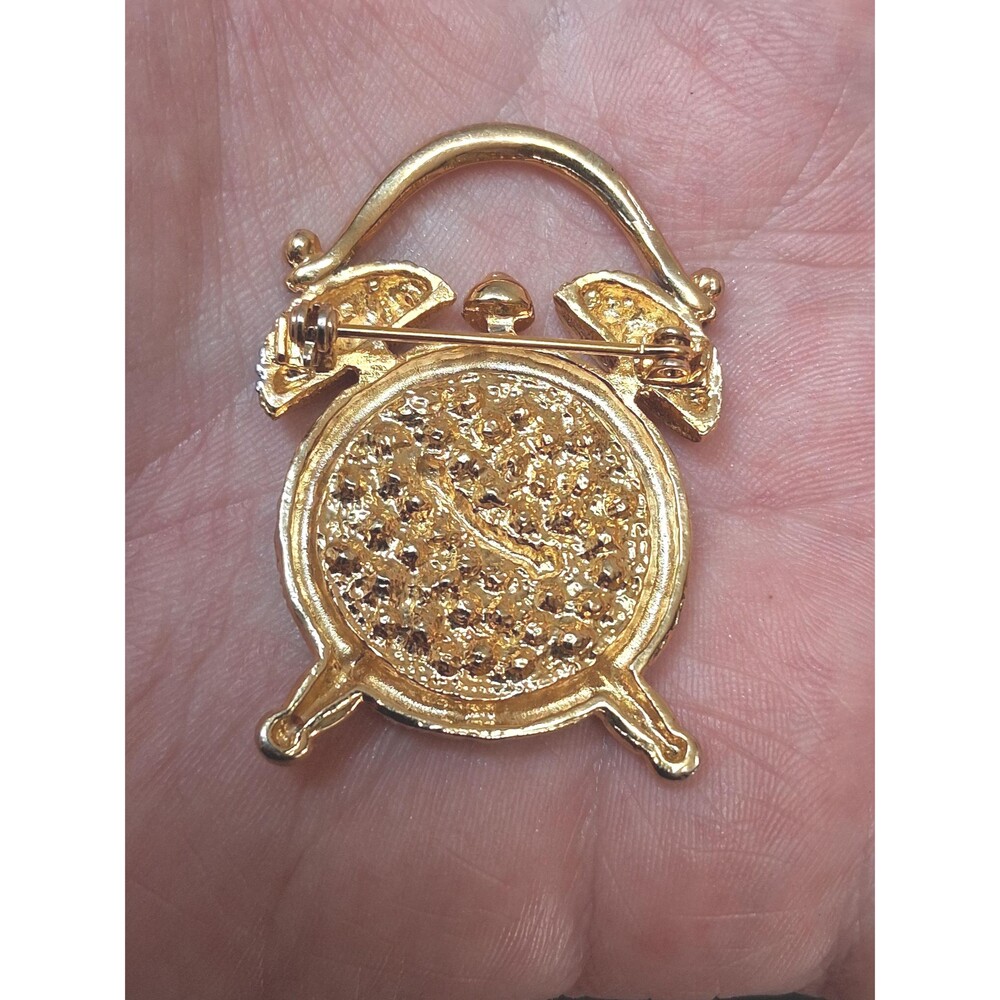 Vintage Rhinestone Clock Brooch - Picture 3 of 3